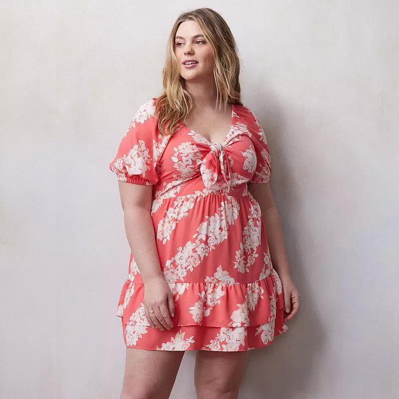 Plus Size LC Lauren Conrad Tie Front Mini Dress, Womens Product Image