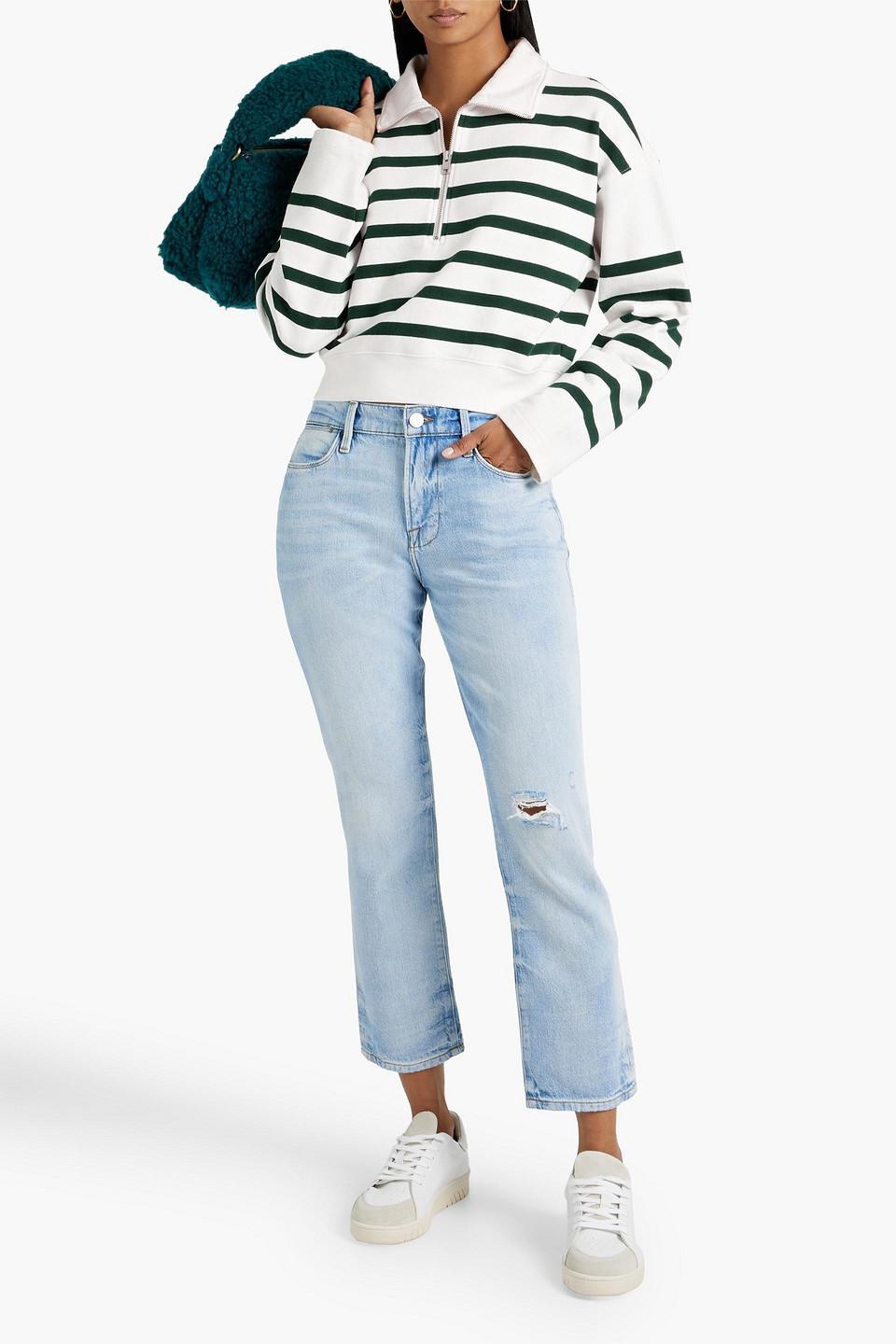 Distressed High-rise Straight-leg Jeans In Light Denim Product Image