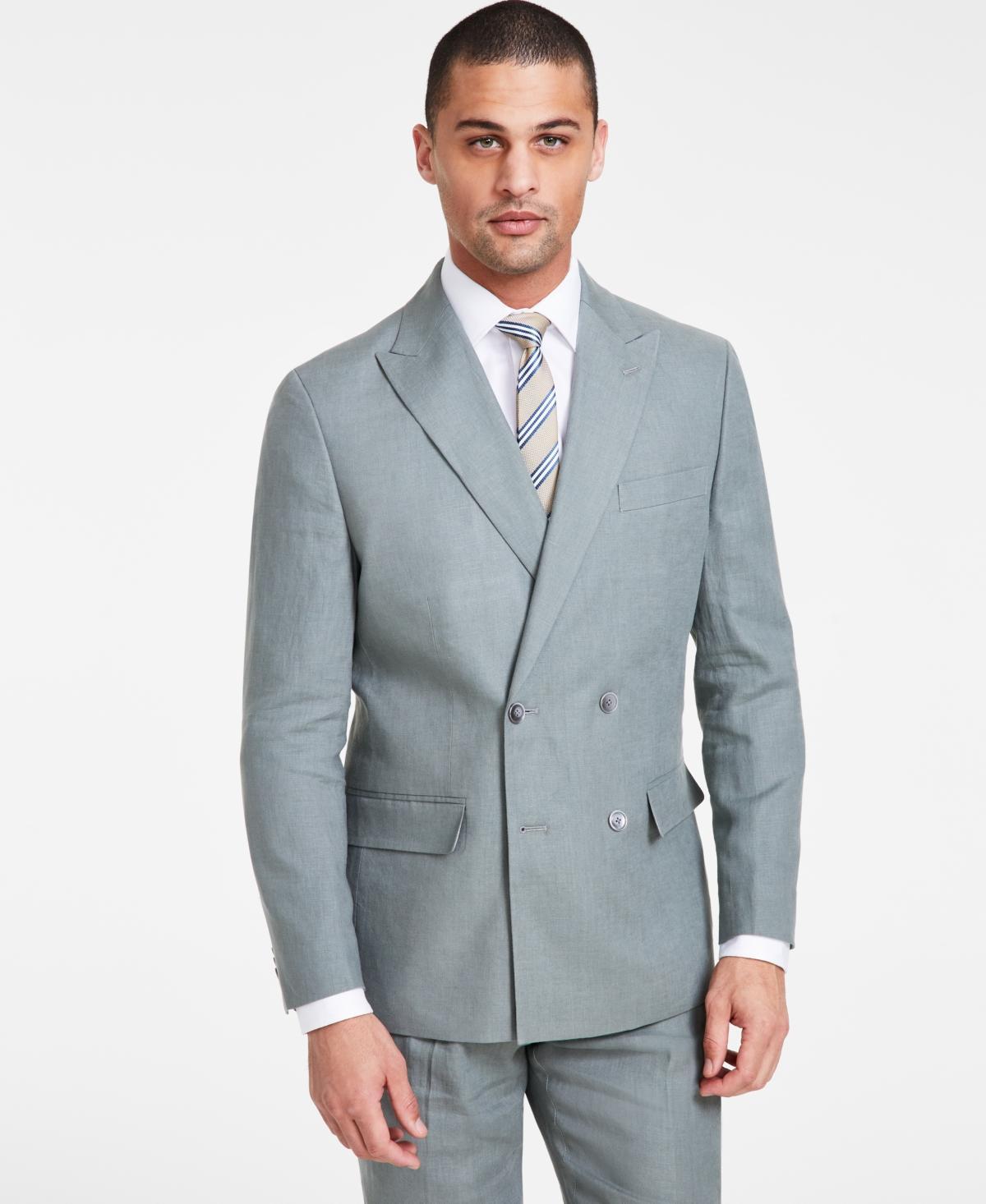 Tommy Hilfiger Mens Modern-Fit Double-Breasted Linen Suit Jacket Product Image