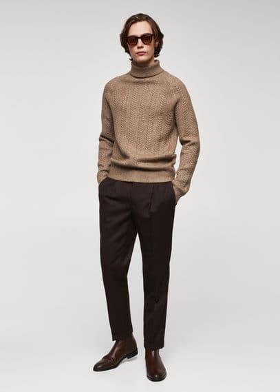 MANGO MAN - Twisted turtleneck sweater mink greyMen Product Image