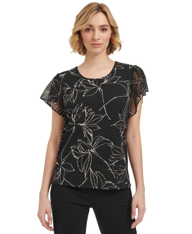 Calvin Klein Womens Short Sleeve Printed Top Product Image