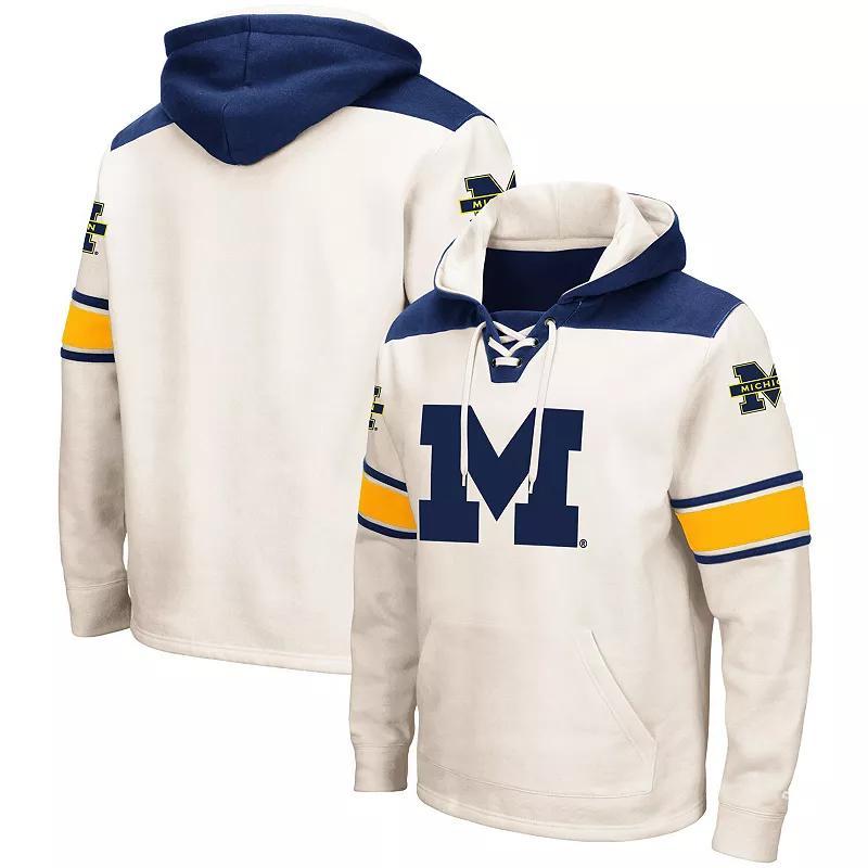 Mens Colosseum Cream Michigan Wolverines 2.0 Lace-Up Pullover Hoodie Product Image