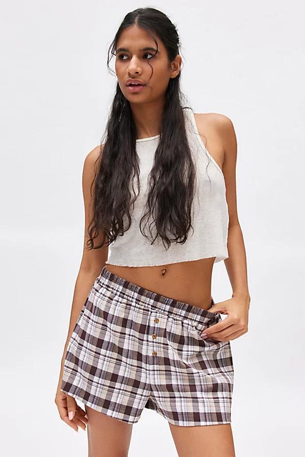 Urban Renewal Remnants Made In LA Flannel Button Front Boxer Short Womens at Urban Outfitters Product Image