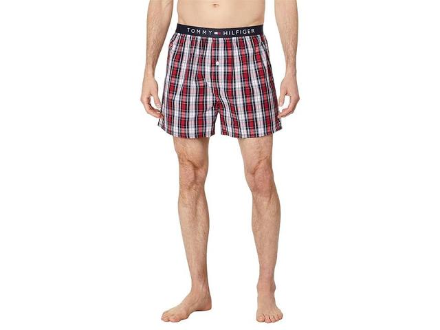 Tommy Hilfiger Cotton Classics Woven Boxer (Daring Scarlet Tartan Plaid) Men's Underwear Product Image