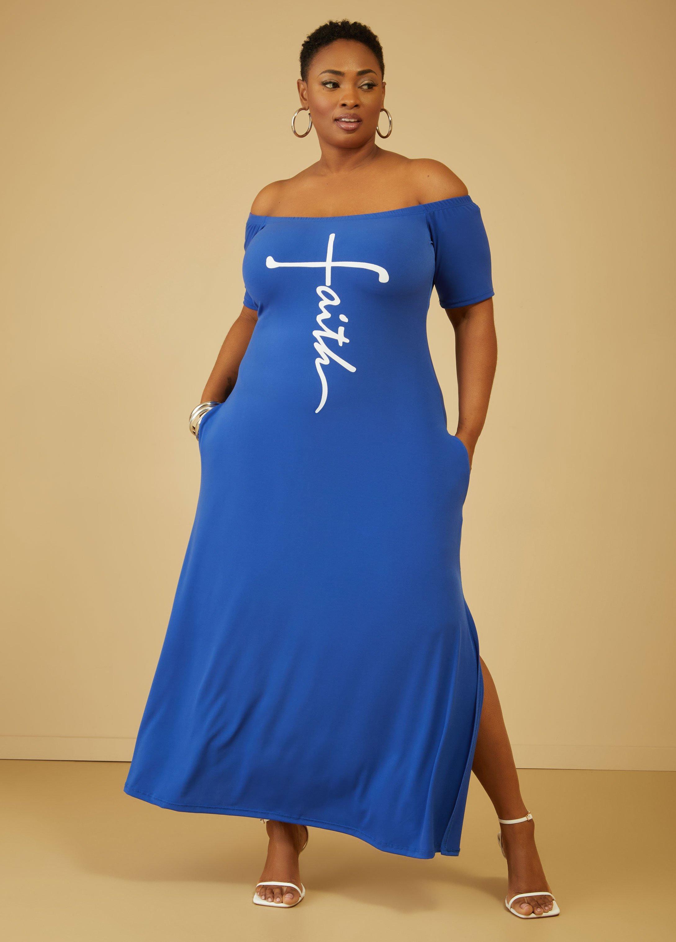 Plus Size Faith Off The Shoulder Maxi Dress Ashley Stewart Product Image