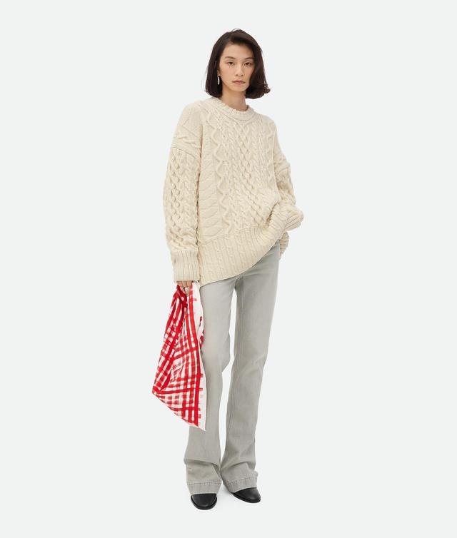 Women's Aran Cable Wool Jumper in String Product Image