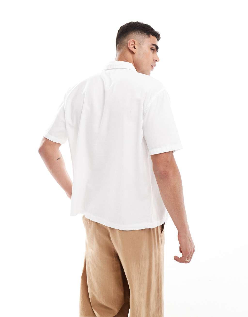 Bershka linen look shirt in white - part of a set Product Image