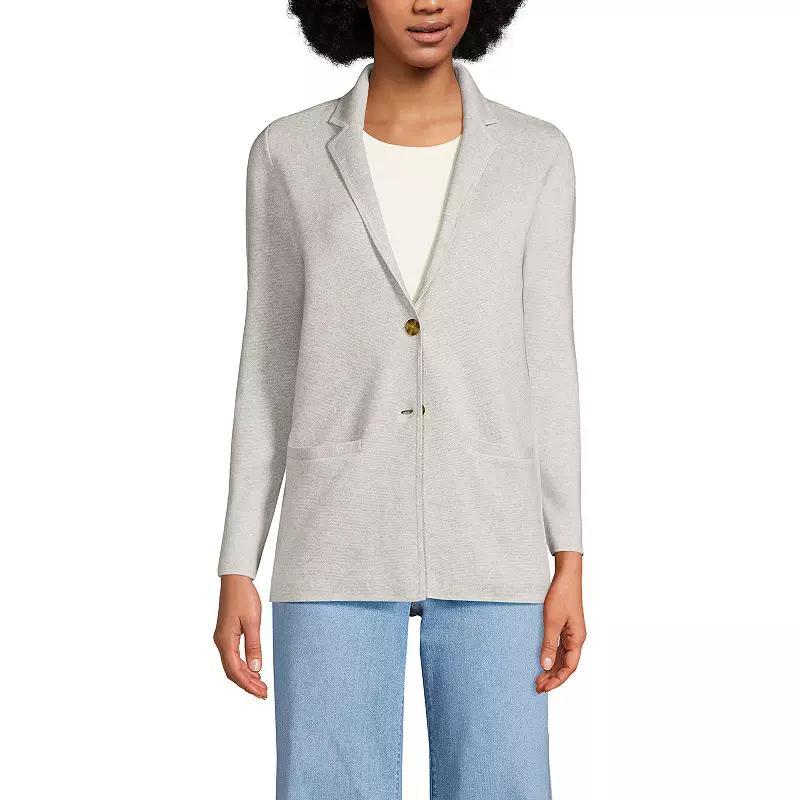 Lands End Womens Fine Gauge Cotton Button Front Blazer Sweater Product Image