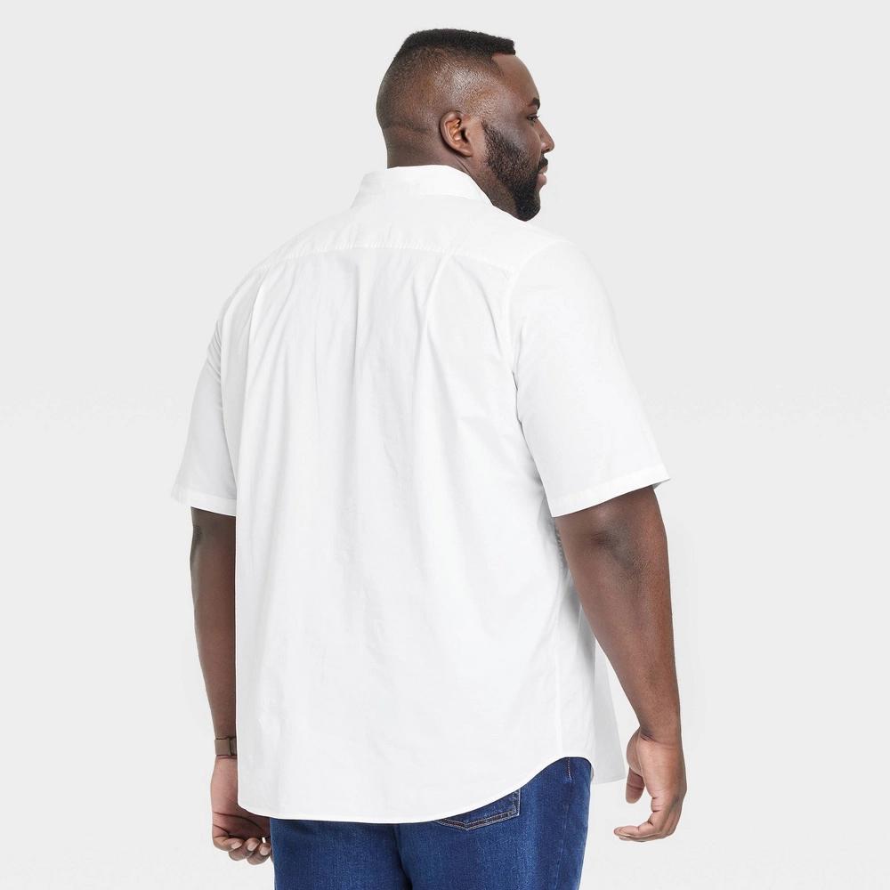 Men's Big & Tall Short Sleeve Poplin Button-Down Shirt - Goodfellow & Co™ True White 3XLT Product Image