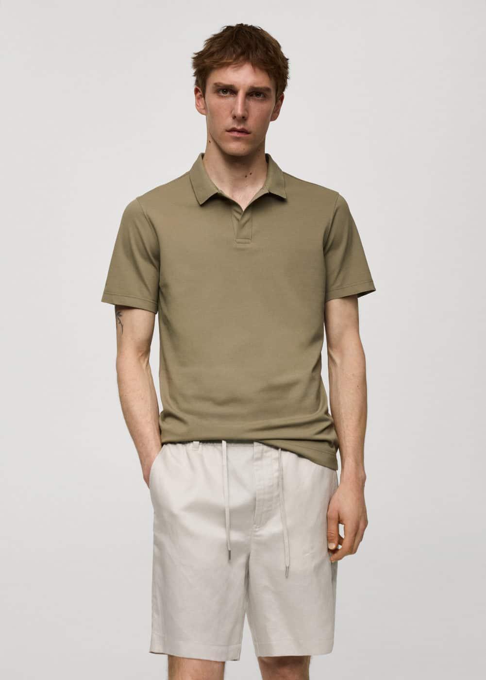 MANGO MAN - Slim-fit cotton-piquÃ© polo shirt khakiMen Product Image