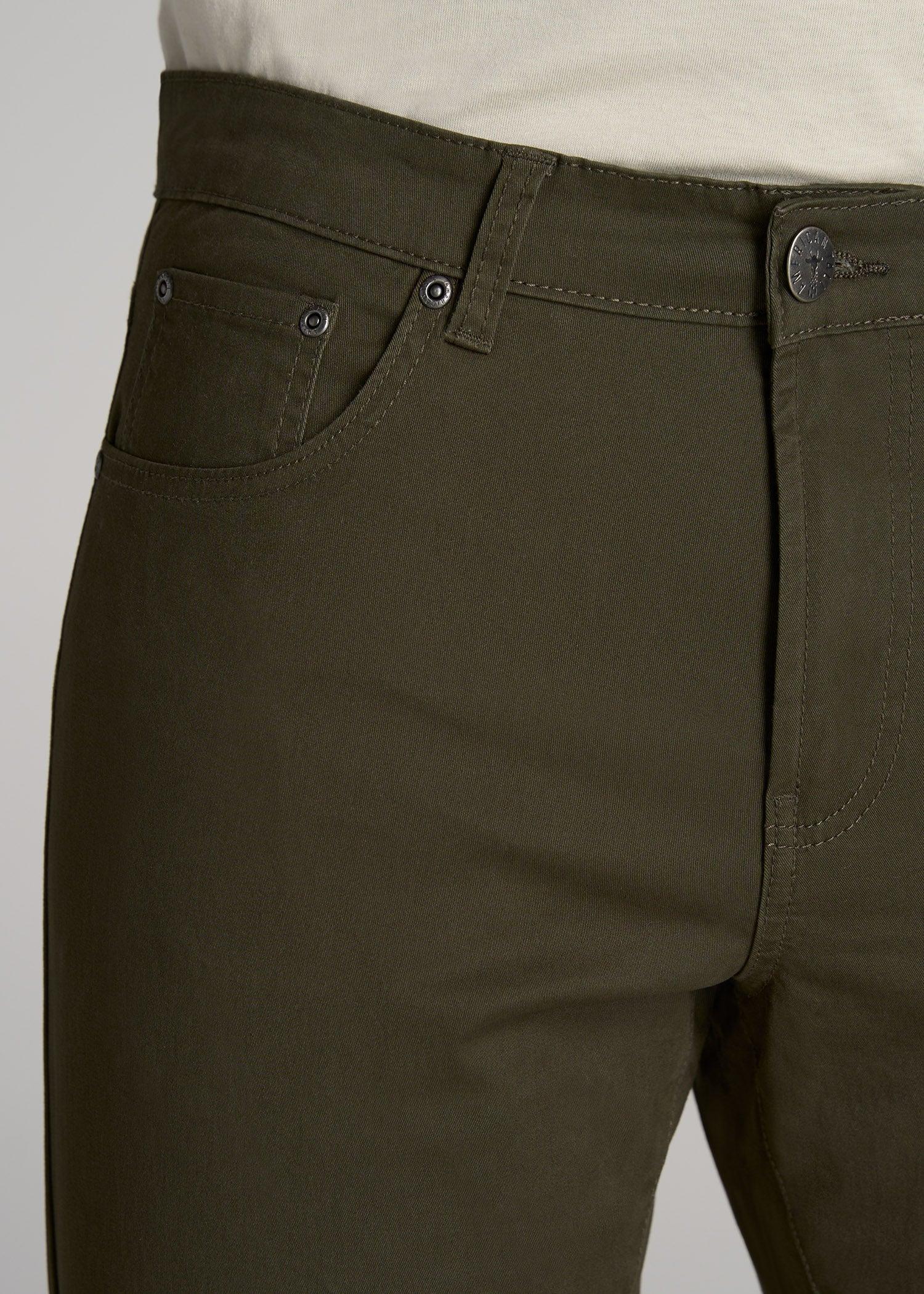 Carman TAPERED Fit Five Pocket Pants for Tall Men in Camo Green Product Image