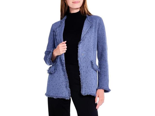 NIC+ZOE Fringe Mix Knit Blazer (Cornflower) Women's Clothing Product Image