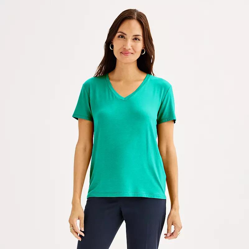 Petite Nine West Essential Short Sleeve V-Neck Tee, Womens product image