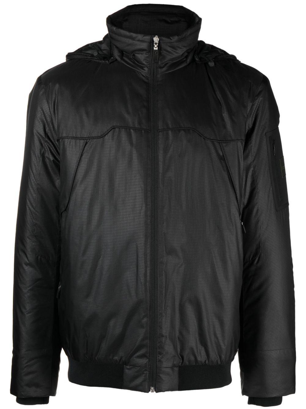 Zipped Hooded Lightweight Jacket In Black Product Image