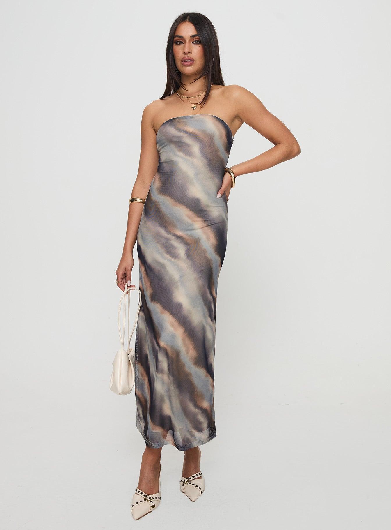 Pinacle Strapless Maxi Dress Brown Product Image