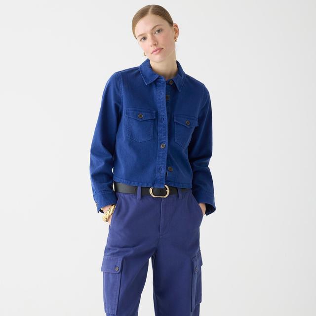 Cargo cropped shirt-jacket in chino Product Image