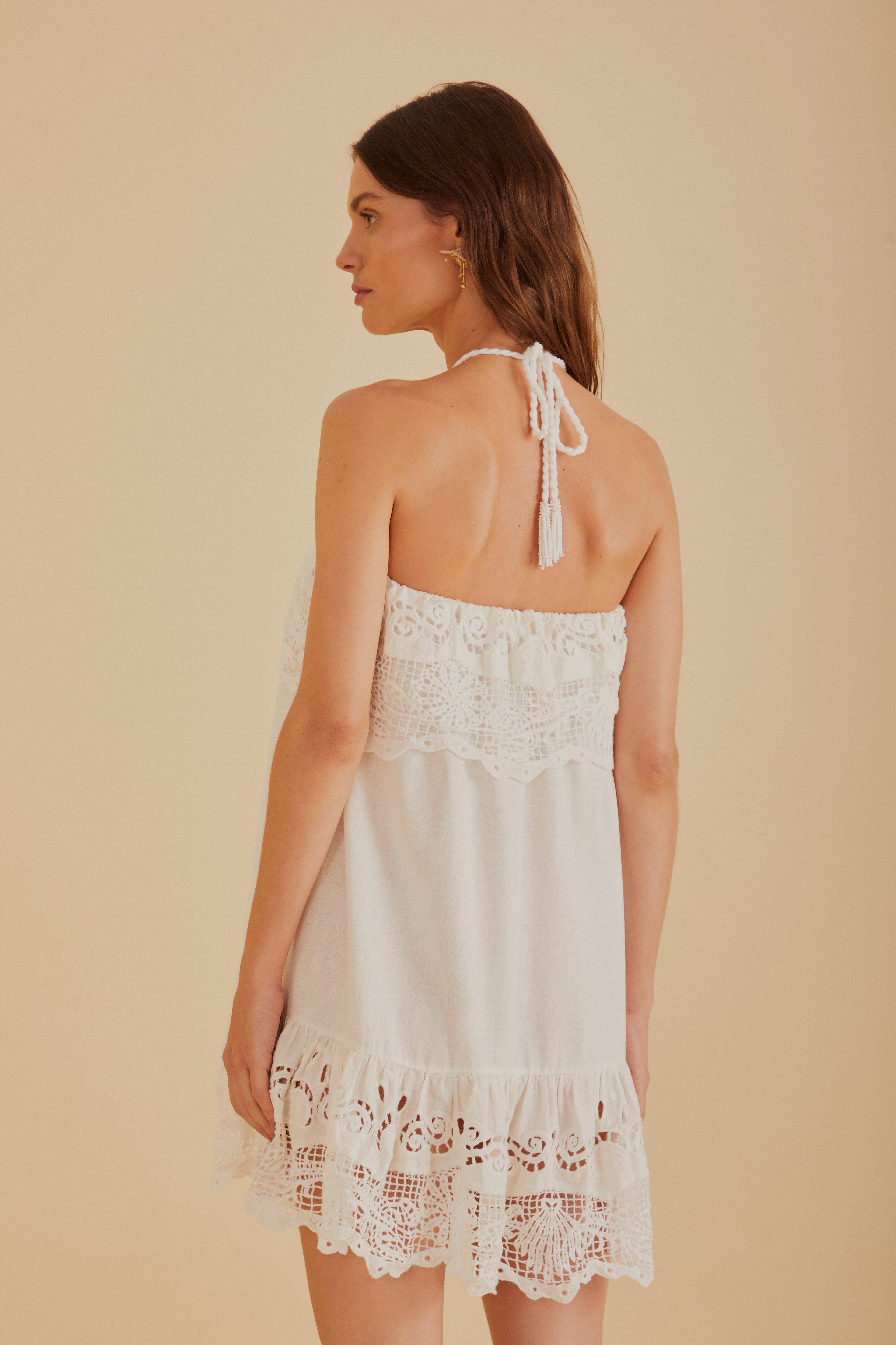 Off-White Embroidered Guipure Euroflax™ Premium Linen Mini Dress Product Image