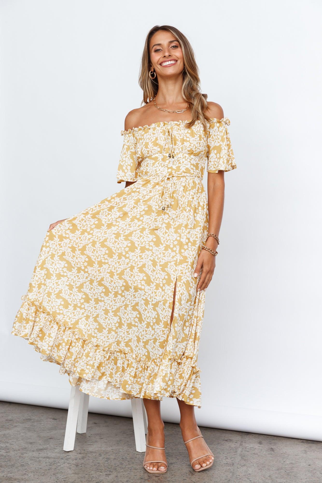 Boho Muse Midi Dress Yellow Product Image