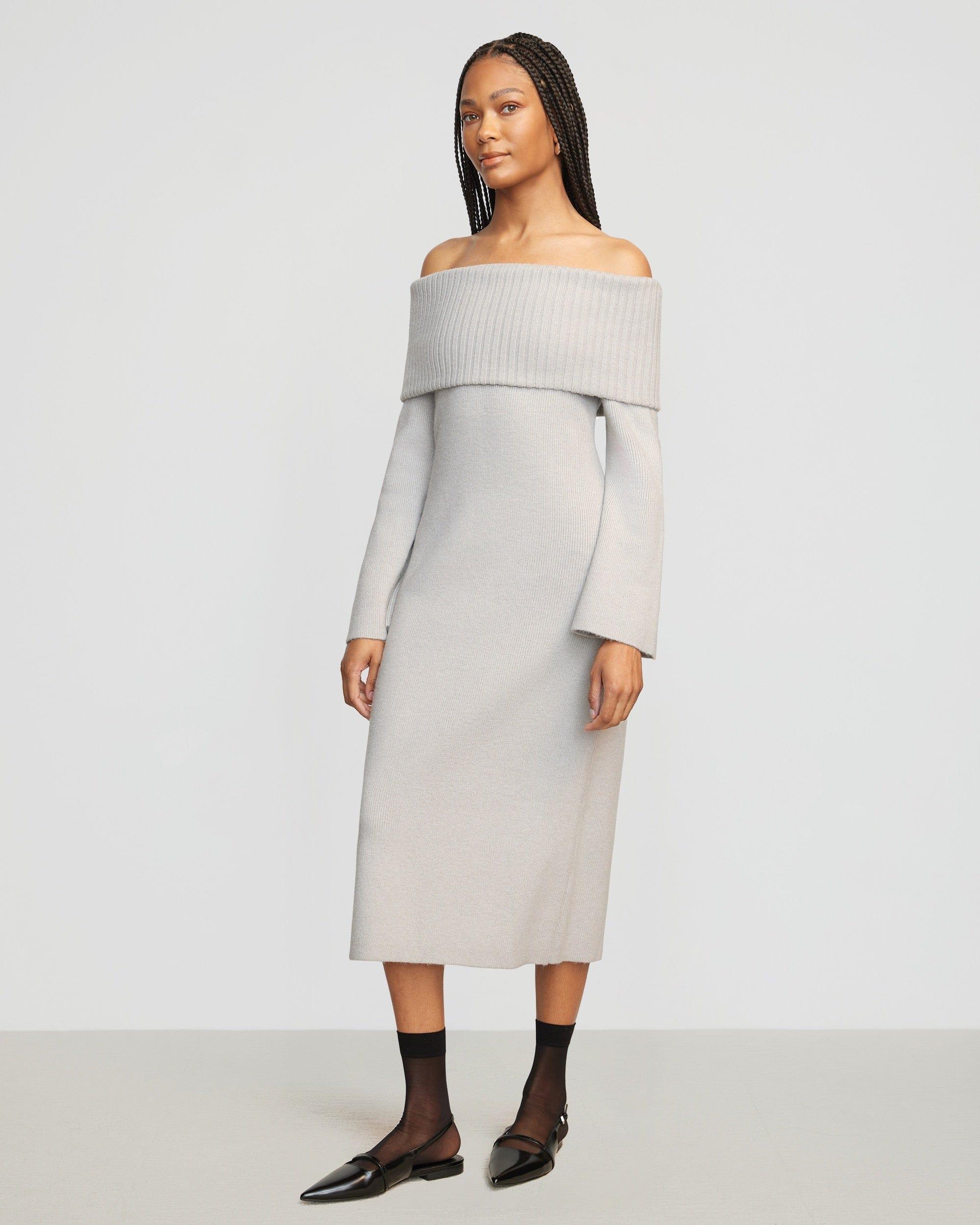 Cara Ribbed Foldover Sweater Dress Product Image