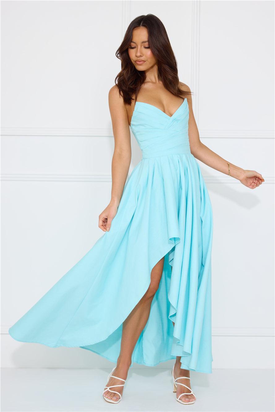 Wise Tales Strapless Maxi Dress Blue Product Image