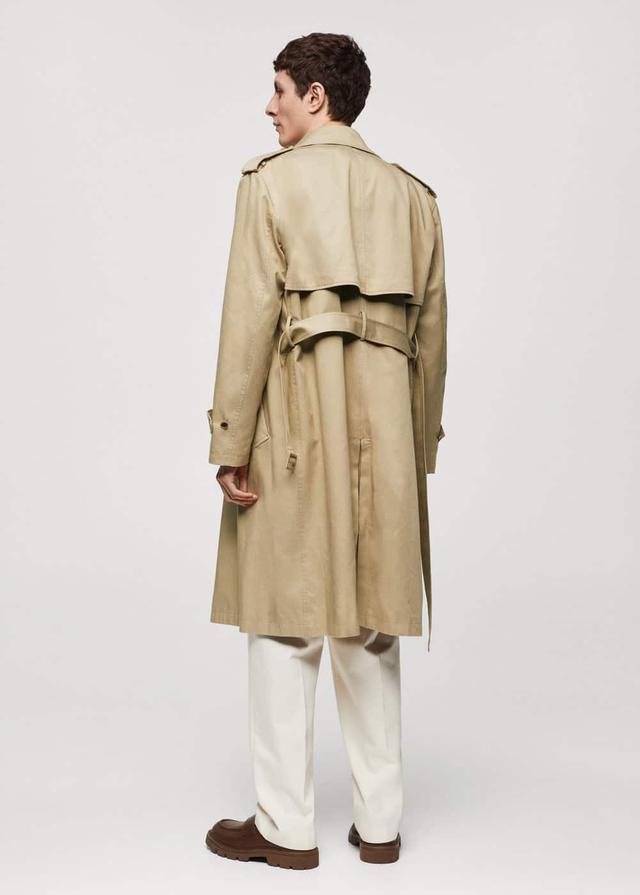 MANGO MAN - Long relaxed-fit cotton trench coat beigeMen Product Image