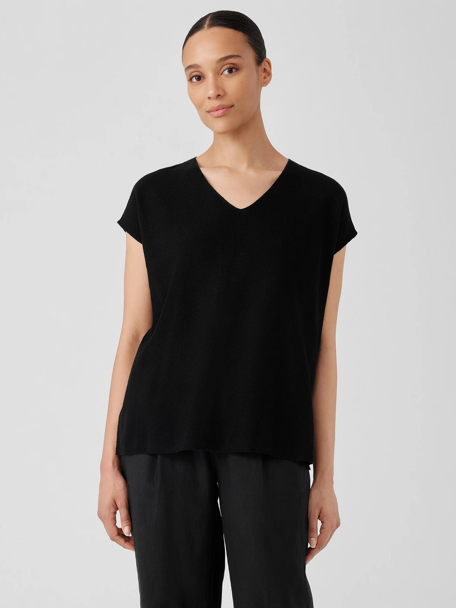 EILEEN FISHER Organic Linen Cotton V-Neck Topfemale Product Image