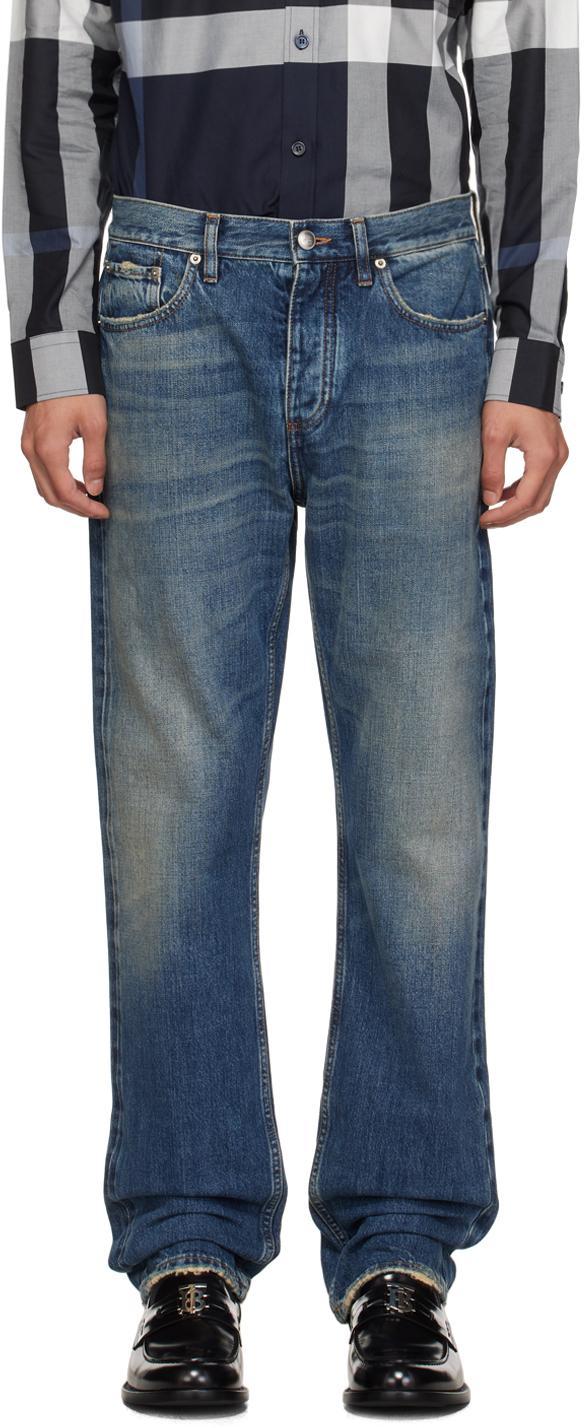 Blue Straight Fit Jeans In Vintage Denim Product Image