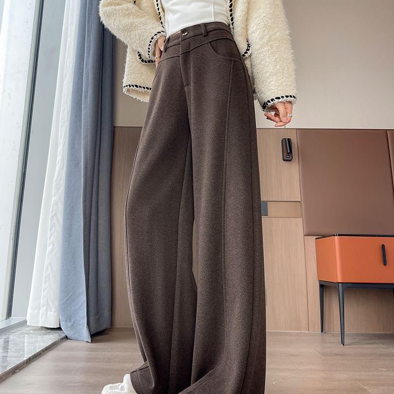 High Waist Fleece-Lined Wide Leg Pants Product Image