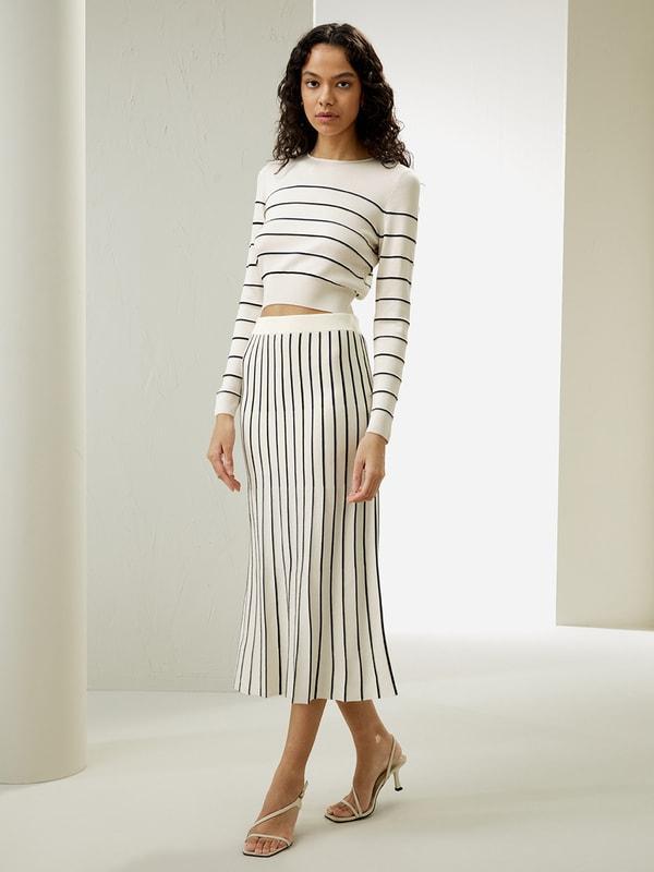 Pinstriped Silk Knitted Skirt product image