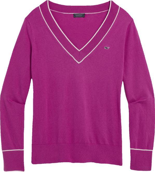 Cotton Cashmere Heritage Tipped V-Neck Product Image