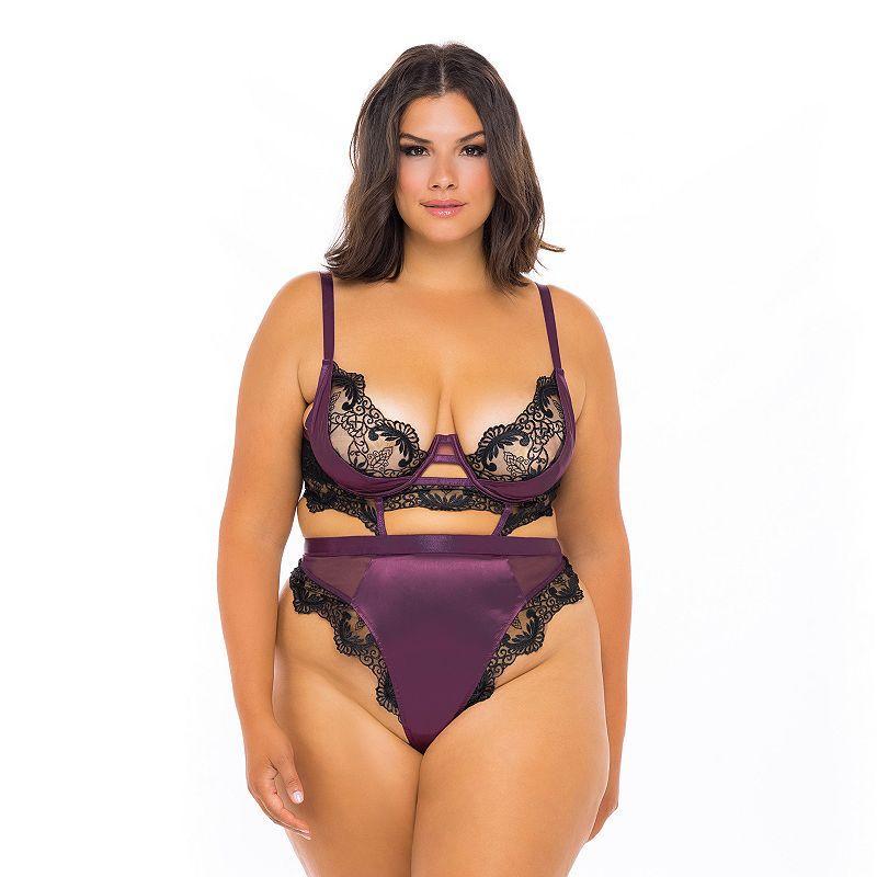 Oh La La Cheri Cadence Strappy Eyelash Lace & Satin Underwire Teddy Product Image