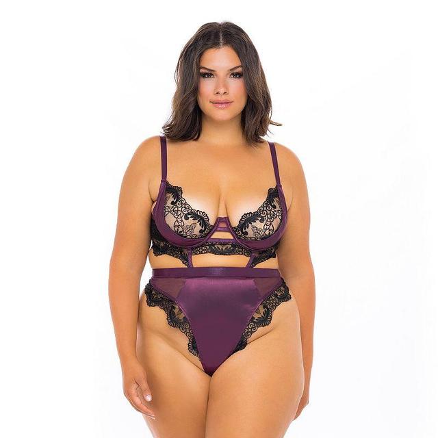 Oh La La Cheri Cadence Strappy Eyelash Lace & Satin Underwire Teddy Product Image