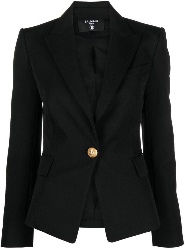 Women's Single-breasted Wool Jacket In Black Product Image