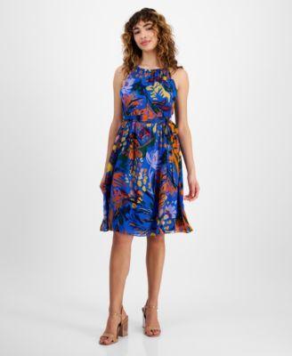 Petite Floral-Print A-Line Dress Product Image