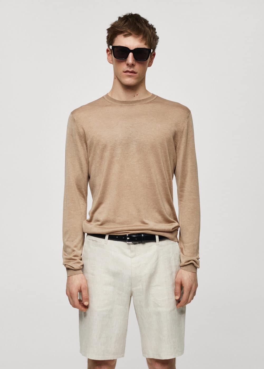 MANGO MAN - Fine mulberry silk sweater mink greyMen Product Image