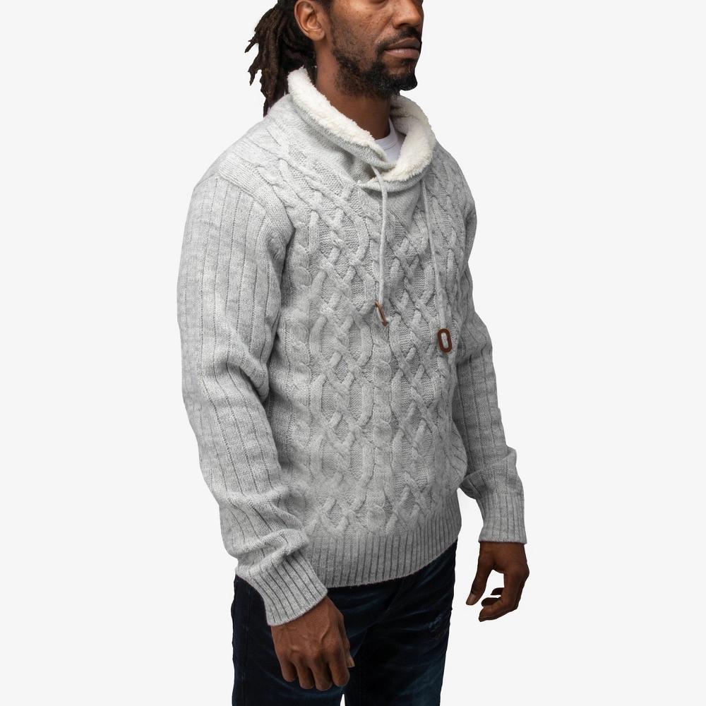 XRAY Men's Cable Knit Cowl Neck Sweater in LIGHT GREY Size Medium Product Image