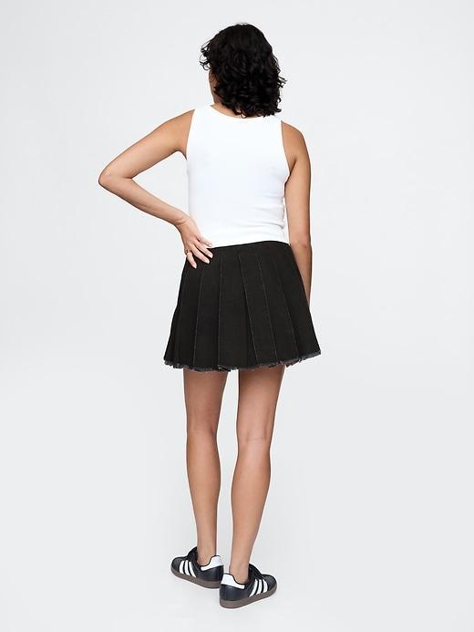 Pleated Denim Mini Skirt Product Image