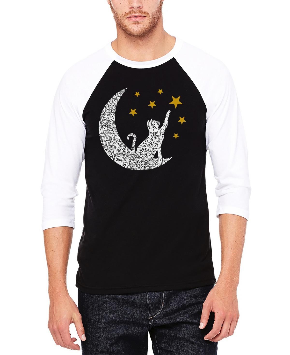 La Pop Art Cat Moon - Mens Raglan Baseball Word Art T-Shirt Product Image