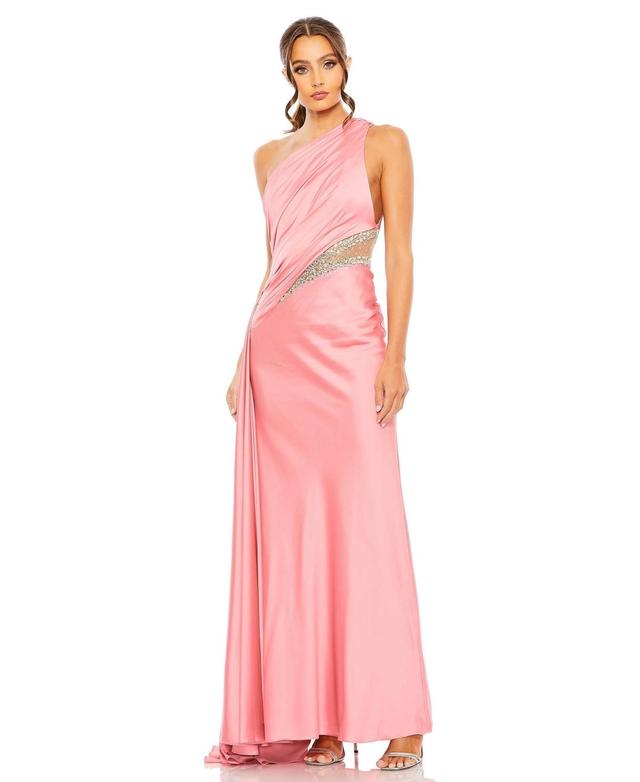 Womens Satin One-Shoulder Gown Product Image