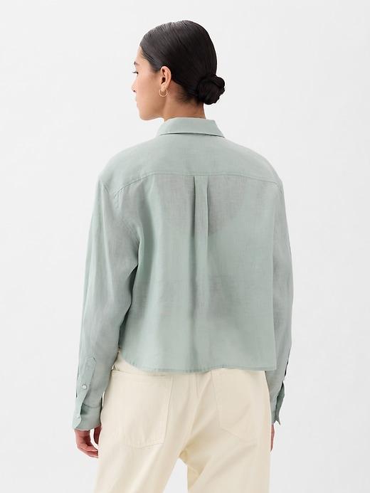 100% Linen Cropped Shirt Product Image