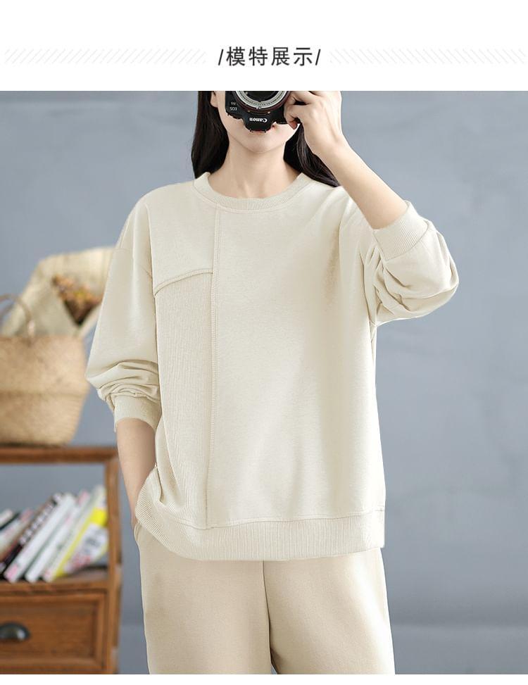 Crewneck Asymmetrical Plain Pullover Product Image