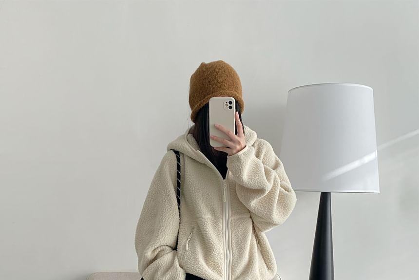 Plain Fleece Zip Hoodie Product Image