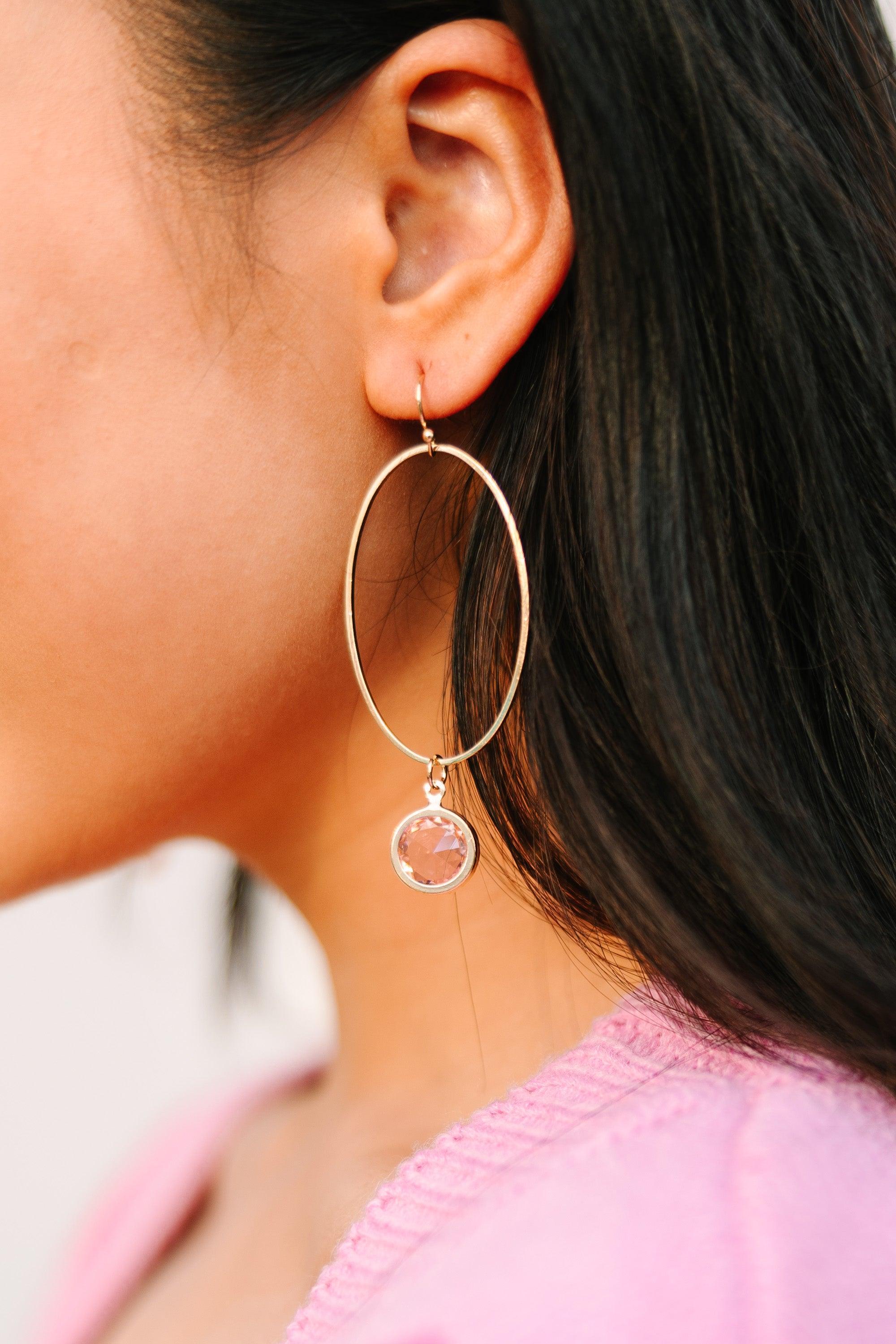 This Is The Time Light Pink Gem Earrings Female Product Image