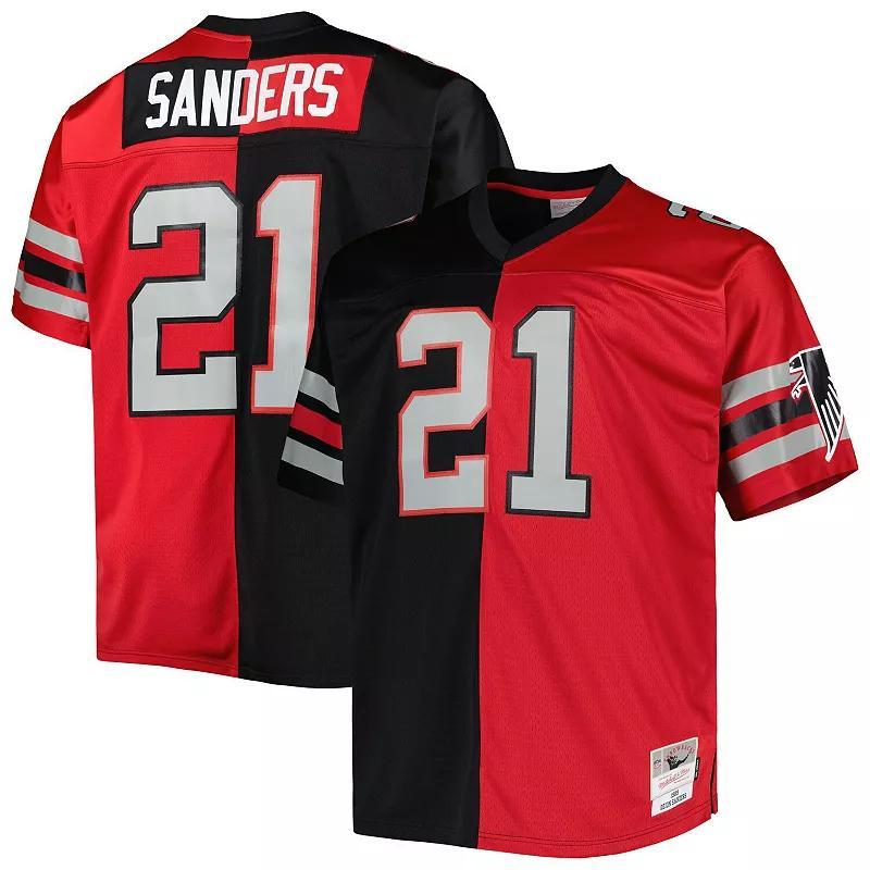 Mens Mitchell & Ness Deion Sanders /Red Atlanta Falcons Big & Tall Split Legacy Retired Player Replica Jersey Product Image