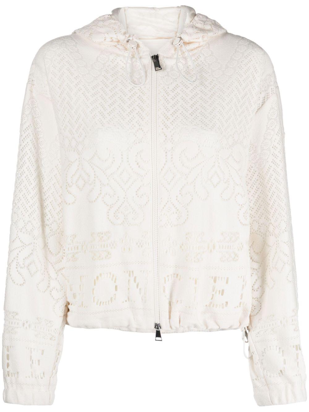 MONCLER Sebaste Embroidered Lace Short Jacket In White Product Image