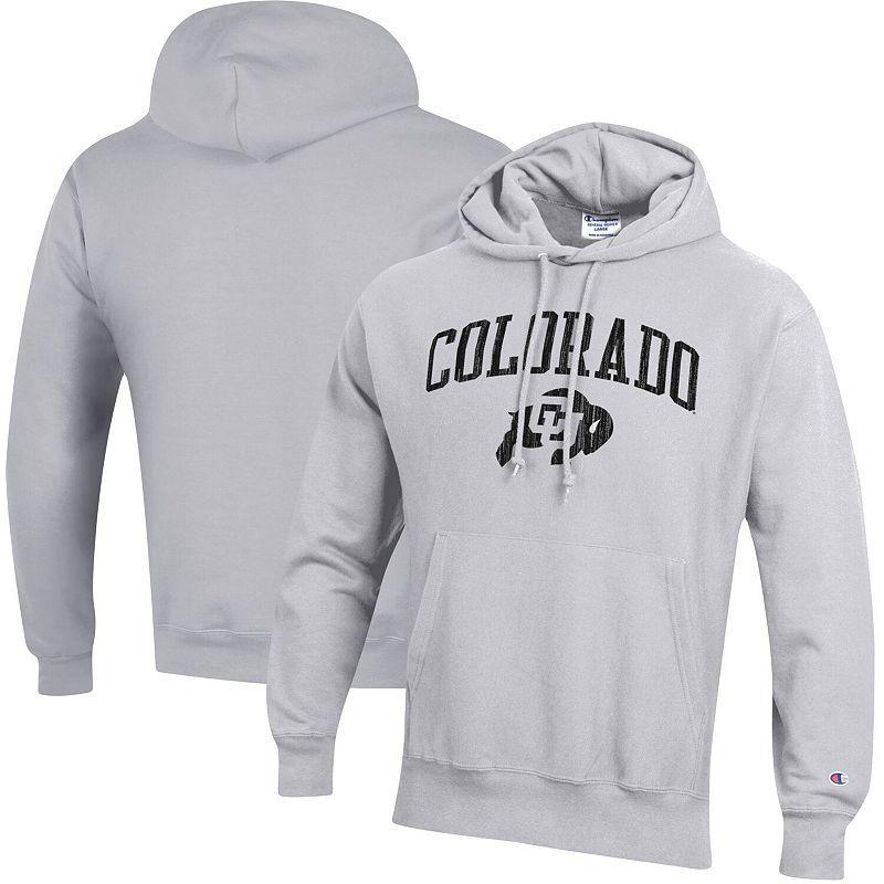 Mens Champion Silver Colorado Buffaloes Arch Over Logo Reverse Weave Pullover Hoodie Product Image