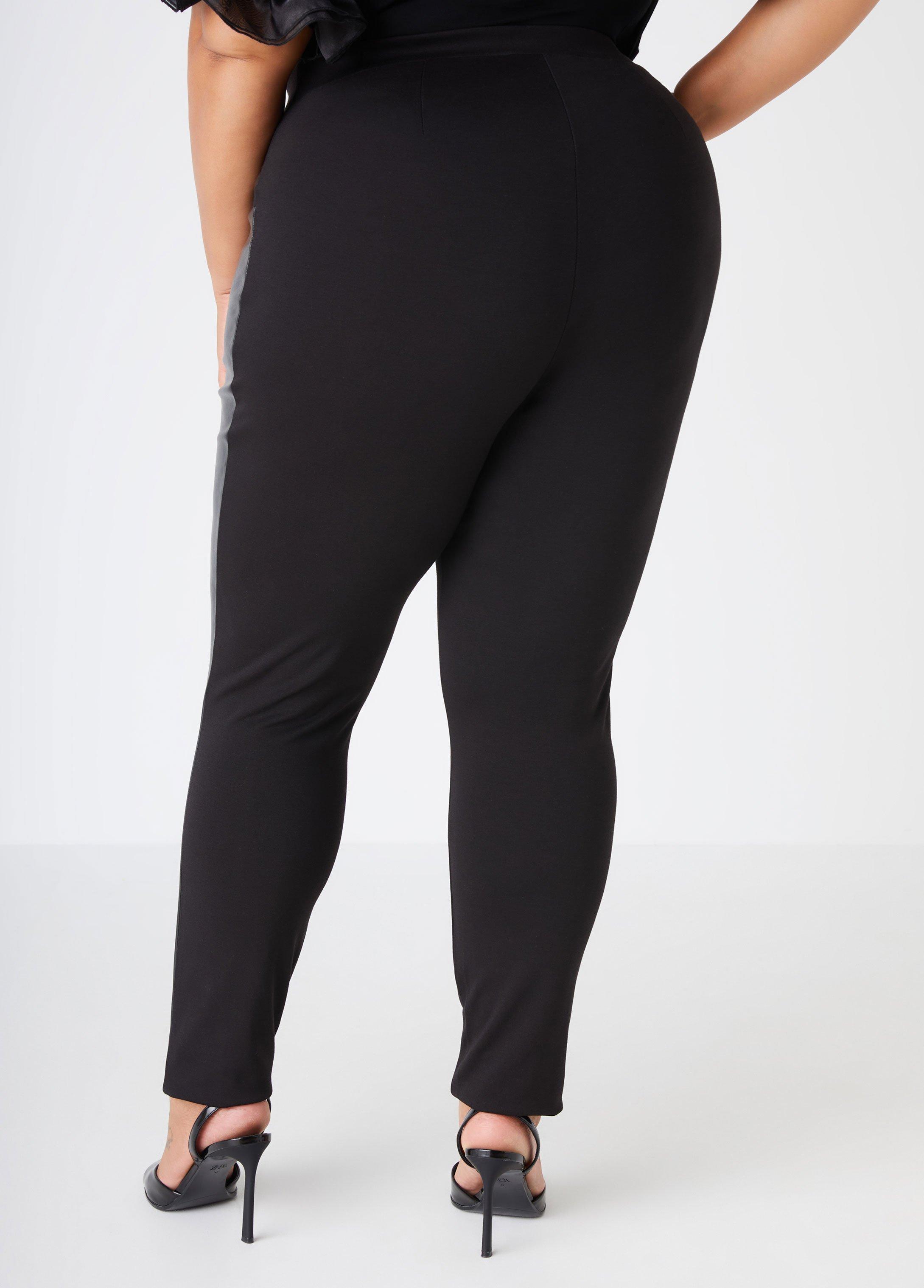 Plus Size Faux Leather Paneled Leggings Ashley Stewart Product Image