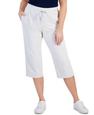 Petite Solid-Knit Mid-Rise Capri Pants, Created for Macy's  Product Image