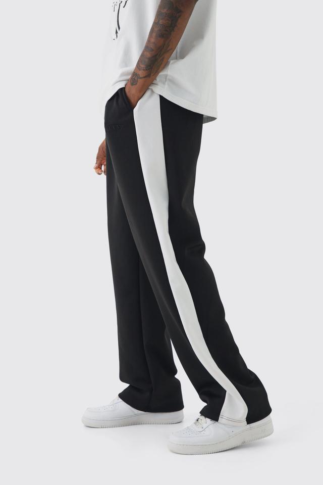 Tall Tricot Side Panel Embroidered Relaxed Fit Pants | boohooMAN USA Product Image