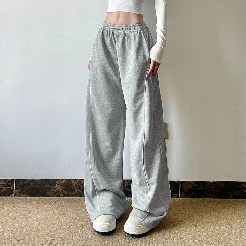 Low Rise Plain Loose-Fit Wide-Leg Sweatpants Product Image